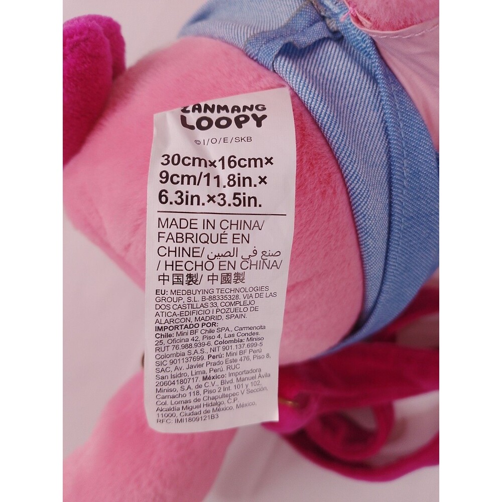 MINISO Zanmang Loopy Plush Backpack 12” Pink Beaver Pororo Kids School Bag Toy - Picture 4 of 13